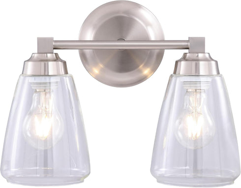 Aspen Creative 62732-09-2, 13 3/8" Two-Light Metal Bathroom Vanity Wall Light Fixture, Wide, Transitional Design