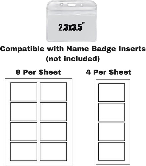 YOUOWO 12 Pack Horizontal ID Card Badge Holders, 3.2 x 3.85 inches, Waterproof Clear Plastic Labels