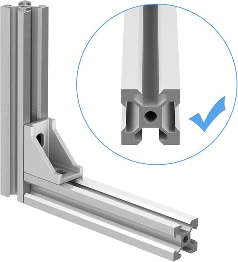 Therwen 50 Sets 2020 Series Aluminum Profile Connector Set, 50 Pcs White Corner Bracket for Aluminum Rail Accessories
