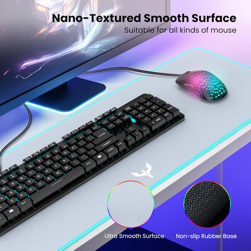 BladeHawks Extra Large RGB Gaming Mouse Pad, Extended Soft LED Mousepad, Anti-Slip Rubber Base (31.5 x 12 Inch)