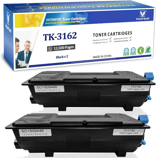 Kyocera TK3162 Toner Cartridges, 2 Black, 12500 Pages Compatible for ECOSYS M3645idn, M3145idn Printers
