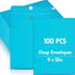 Geyee 100 Pcs Clasp Envelopes, Manilla Gummed Mailing Envelopes for Storing or Mailing, Lake Blue, 9 x 12 Inch