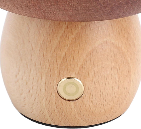 Dimmable Small Wood Mushroom Lamp, LED Rechargeable Bedside Touch Lamp, Portable Battery Mushroom Table Lamp