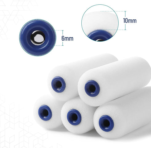 4 Inch Set, 8 1x 1x 1x 5X Bates- Foam Paint Roller pcs, Small Paint Roller Kit, Black Plastic Paint Tray, Tray Liner