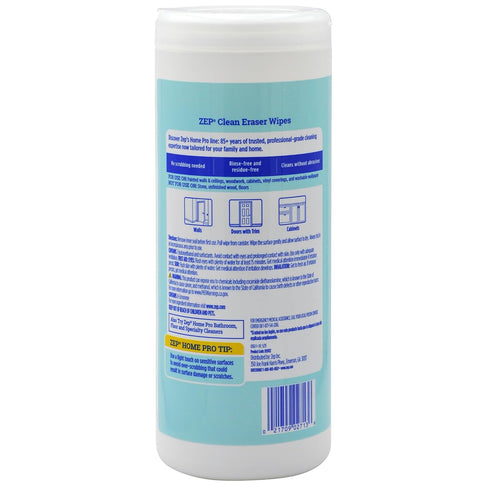 50 count- R59112- Zep Home Pro Clean Eraser Wipes Removes Scuffs, Handprints, Crayon, Greese for use on Walls
