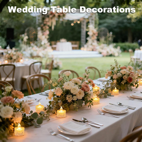 24Pcs LED Flameless Candles, Crystal LED Tea Lights Battery Operated for Christmas Romantic Night Wedding Anniversary