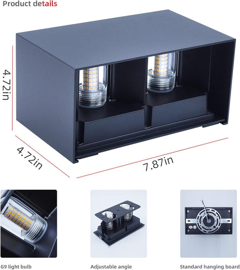 16W, IP65 G9 Bulb,Adjustable KICAAO Modern Wall Sconce Waterproof LED Modern Lighting Suitable for Indoor and Outdoor