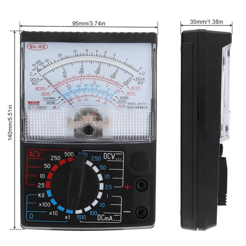 DC/AC Voltage Current Resistance Electrician Tool Mechanical Multimeter with Test Leads, Handheld Analog Multimeter Pointer Tester
