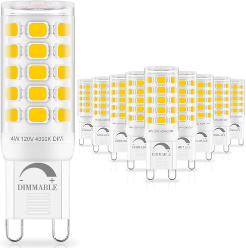 G9 Bulb Dimmable 4000K 10 Pack, T4 G9 4W 40 120V 400 360Beam G9 Bulbs Sailstar LED Natural Daylight Replacement