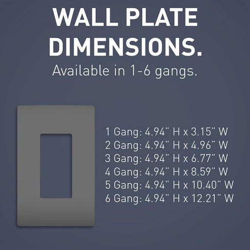 Legrand radiant RWP262GCC6 Screwless Wall Plates, 2 Gang, Graphite (1 Count)
