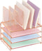 Desk Organizers and Accessories, 3-Tier Paper Organizer with 5 Vertical File Holders, Rose Gold, Desk Accessories