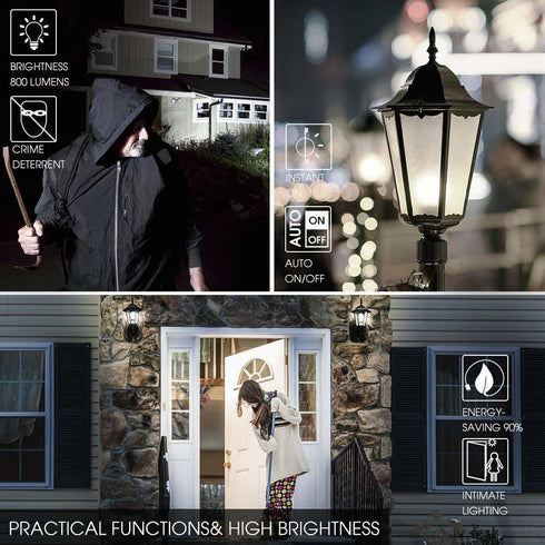 2-Pack Bulb, 60 Equivalent(6W), 800LM, 5000K, E26 Bulb Energetic Dusk to Dawn LED Outdoor Light Watt Daylight Base