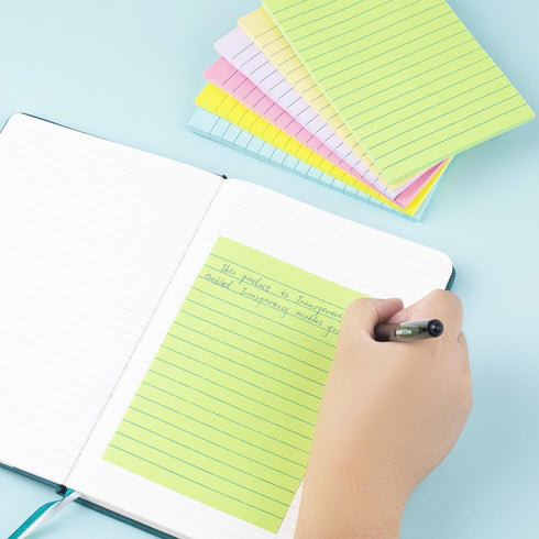 Vanpad Lined Sticky Notes 4X6 in Pastel Ruled Post Stickies, 45 sheets/pad, 18 Pads/Pack