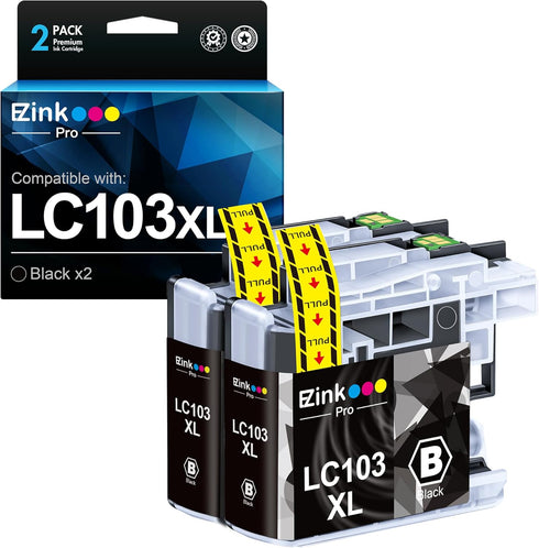E-Z Ink Pro LC103BK Compatible Ink Cartridge Replacement for Brother LC103 XL, Compatible with MFC-J870DW (2 Black)