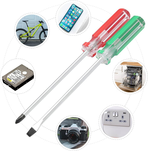 Magnetic Screwdriver Set 2 PCS, 5 Inch Steel Shaft with Phillips and Flat Head Tips for Repairing
