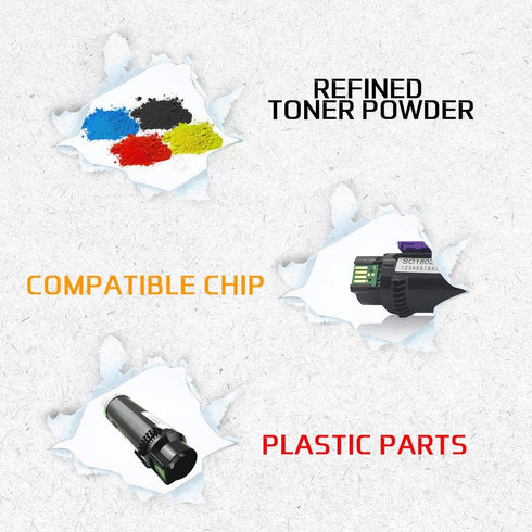 VICTORSTAR 4 Colors Compatible Toner Cartridges 6510 6515, Extra High Yield, 5500 Pages BK, 4300 Pages CMY for Xerox
