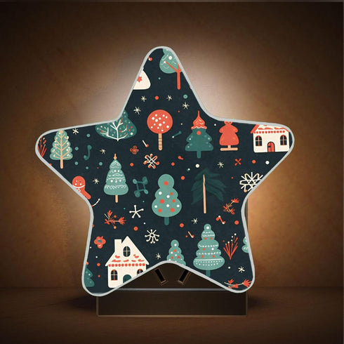 ALAZA Merry Christmas Pine Tree Snowflake Retro Star Shaped LED Night Light Dusk to Dawn Sensor Plug in Night Home