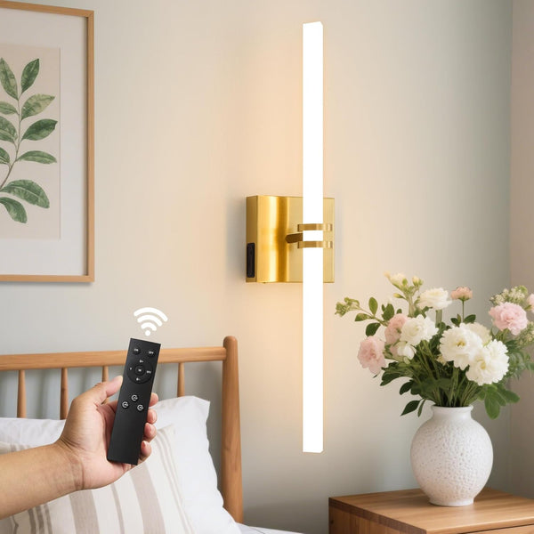 Battery Operated Wall Sconce 1Pack, Gold Rechargeable Wall Lights with Dimmable Remote