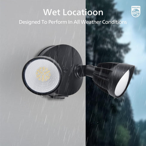 44W 3500LM 2 Heads5000K Philips LED Security Flood Light OutdoorSwitch Controlled Aluminum Security Light, Adjustable