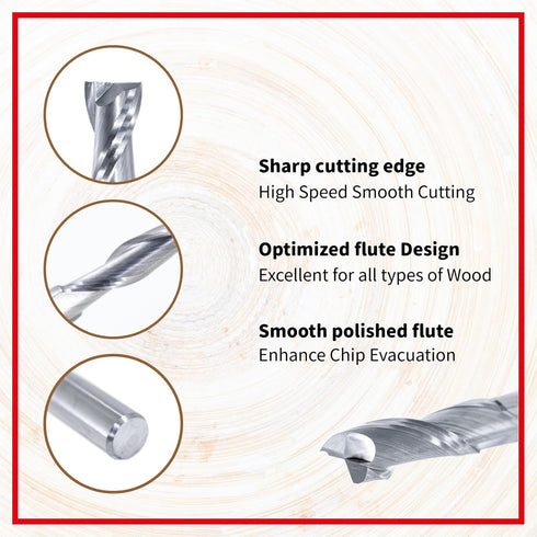 Z200-1302 1/8" 1/2" 1/4" (1/8") ZUQ | Up Cut Spiral Router Bit | - Dia, Cutting Height, Shank, Uncoated (Bright) Solid
