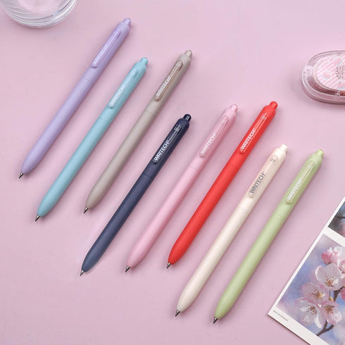 WRITECH Gel Pens 0.5mm Fine Point: Retractable Multicolor Ink 8ct, Silent Click, Extra Smooth Writing, Non Bleed