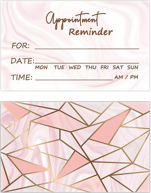 RXBC2011 Appointment Reminder Cards - Marble Pink and Gold, Pack of 100