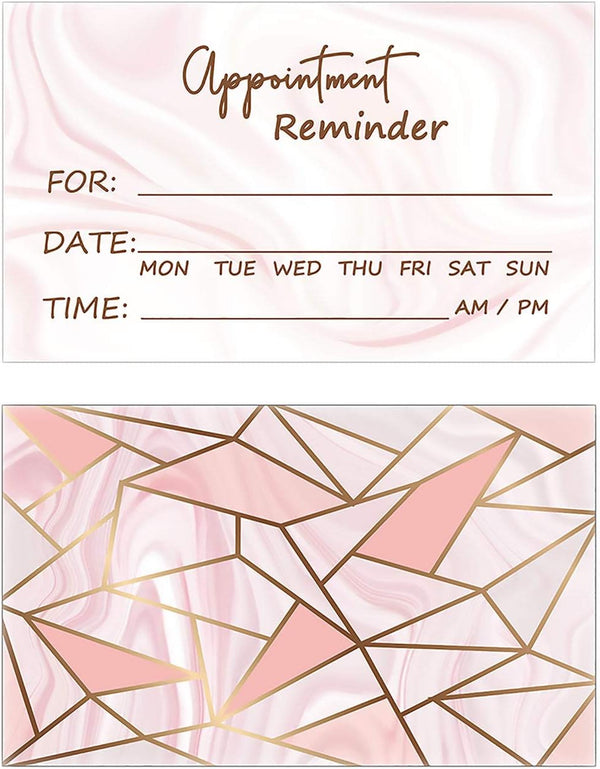 RXBC2011 Appointment Reminder Cards - Marble Pink and Gold, Pack of 100