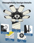 14000Lm 8 Bulb E26 Bulbs Adiding LED Garage Ceiling Lights w/ Adjustable Panels, Super Bright Deformable Basement Light