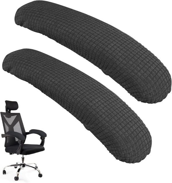 Office Chair Armrest Covers - 2Pcs Removable Elastic Covers for Office Seat Hand Rest Protection (Grey)