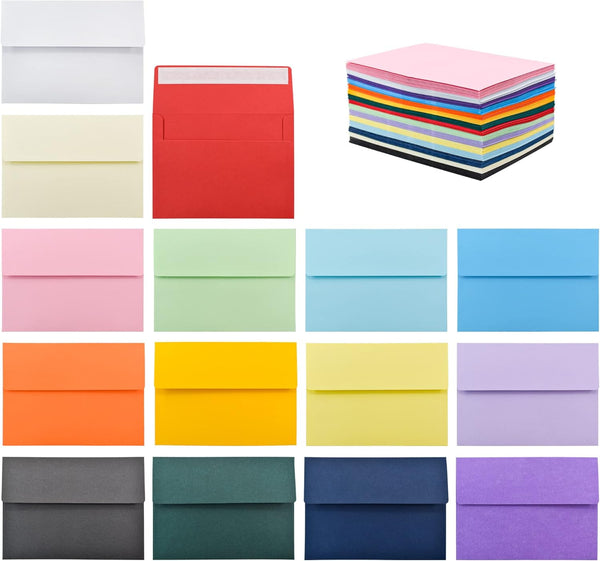 VANRA 150 Pack Colorful A6 Envelopes for 4x6 Greeting Cards, Wedding Invitations, Photos in 15 Assorted Colors