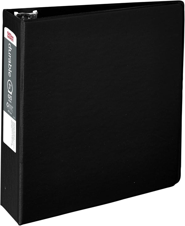 OfficeMax Durable Reference Binders with Round Ring, 3", Black