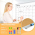 Dry Erase Calendar Board for Wall, 24"x18" Magnetic Whiteboard Calendar with Cork Board and Aluminum Frame