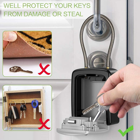 KeeKit Key Lock Box - Safe Lock Box for Keys with Removable Chain, Waterproof 4 Digit Combination Key Storage, 5 Key