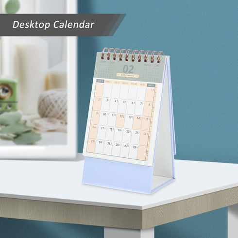 DOITOOL Small Academic Desk Calendar Standing Desktop Organizer with Manual Date Change Decorative Table Calendar