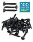 100pcs #6 x 1 Flat Head Phillips Drywall Screws, Carbon Steel 1022A, Black Phosphate