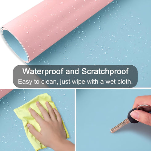 CCOCC 31x15in Dual-Sided Desk Mat Large Waterproof PU Leather Desk Pad Mouse Pad Keyboard Mat Pink