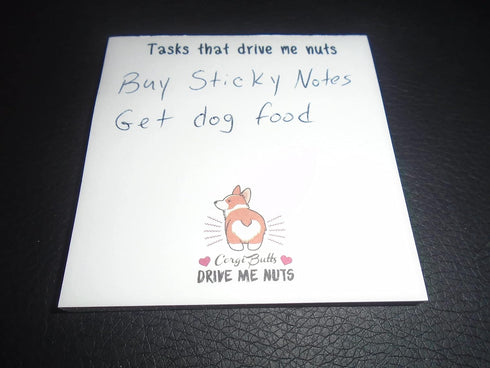 Butler in the Home Sticky Notes 3 Pack, 3"x3" 50 Sheet Count, Corgi Butts Drive Me Nuts Memo Pads