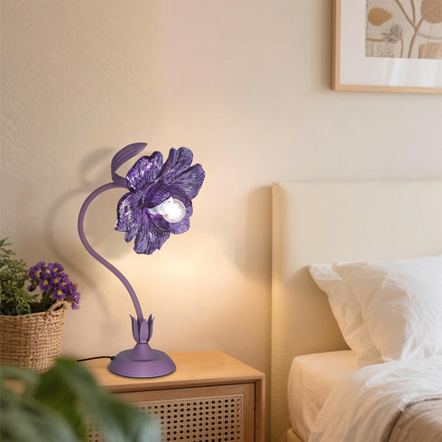 NewAoNaSen Lighting 3 E26 Bulb, Begonia Flower Table Lamp for Bedroom, Colors Flower Reading Light with Cute Desk Lamp