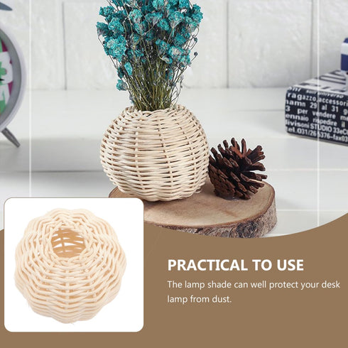 2.75 Inch Set 2 STOBOK Rattan Lamp Shade Small Woven Wicker Light Cover of Decorative Lampshades for Table Lamp Living