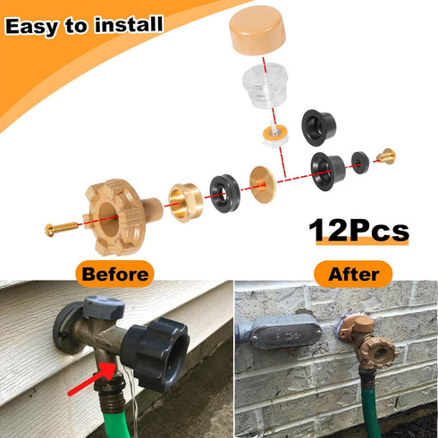 RK-17MH Repair Kit for Wall Hydrant, Metal Handle Repair Kit for Woodford Model 17 Outdoor Faucet (12 Pcs)