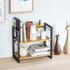 Office Desk Shelf Organizer, Wood Desktop Bookshelf Supplies Storage Rack, 2 Tier Shelf for Desk and Dresser (Black)