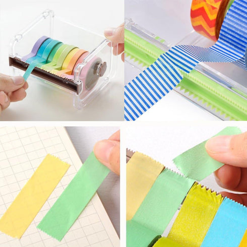 Washi Tape Dispenser & Cutter, Roll Holder Organizer for Masking Tape Desktop DIY Sticker Storage