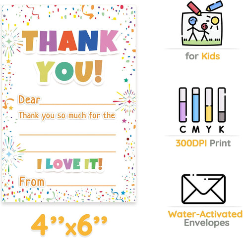 Vusnud 72Pcs (4x6 Thank You Cards, Fill in The Blank Thank You Notes with Envelopes from Teacher for Birthday In)
