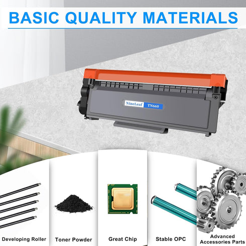 NineLeaf High Yield Compatible Toner Cartridge | Replacement for Brother TN660 TN630, Black, 1-Pack