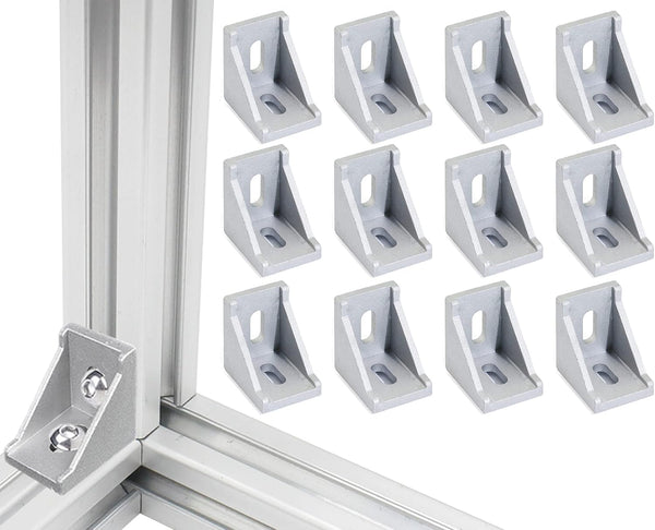 12 Sets 4040 Series Aluminum Extrusion Connectors, 12 pcs Corner Brackets, 24 pcs T Nuts and Screws