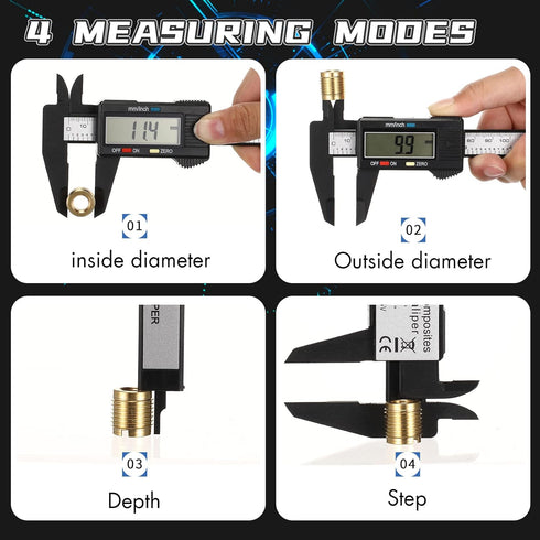 Electronic Digital Calipers, LCD Measuring Tool with Inch and Millimeter Conversion, Suitable for DIY/Jewelry