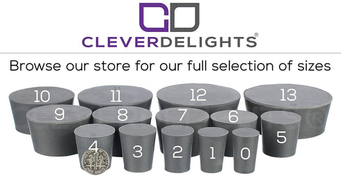 CleverDelights Rubber Stoppers, Size 9, 3 Pack, 37mm x 45mm x 25mm Long, Gray Solid Plug