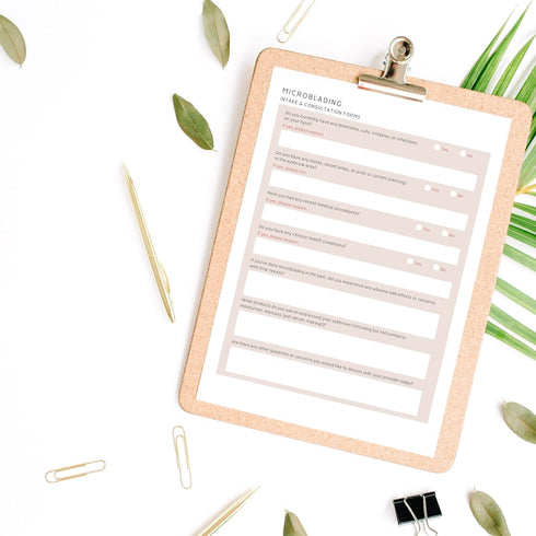 Microblading Client Paper Intake Forms, 100pk, 8.5 x 11” Paper Size, Consent Intake Consultation Aftercare, Brow Shape
