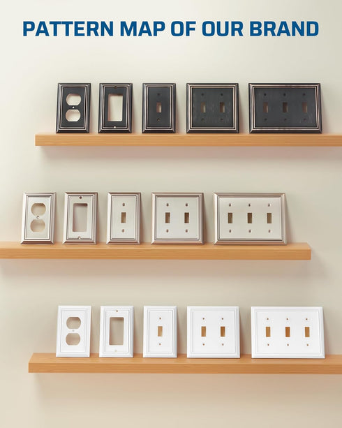 DEWENWILS Single Toggle Wall Plates, Satin Nickel Metal Outlet Covers, 4 Pack Light Switch Cover Plates for Home Decor