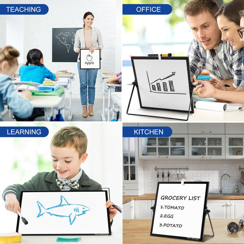 Small Magnetic Dry Erase Whiteboard, Mini Desktop Portable Easel Board for Office, School, Home 12 x 12 inches